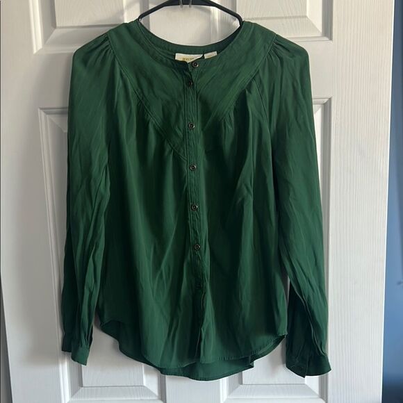 Anthropologie Maeve Avignon Emerald Button Down Blouse Size S - Picture 3 of 7